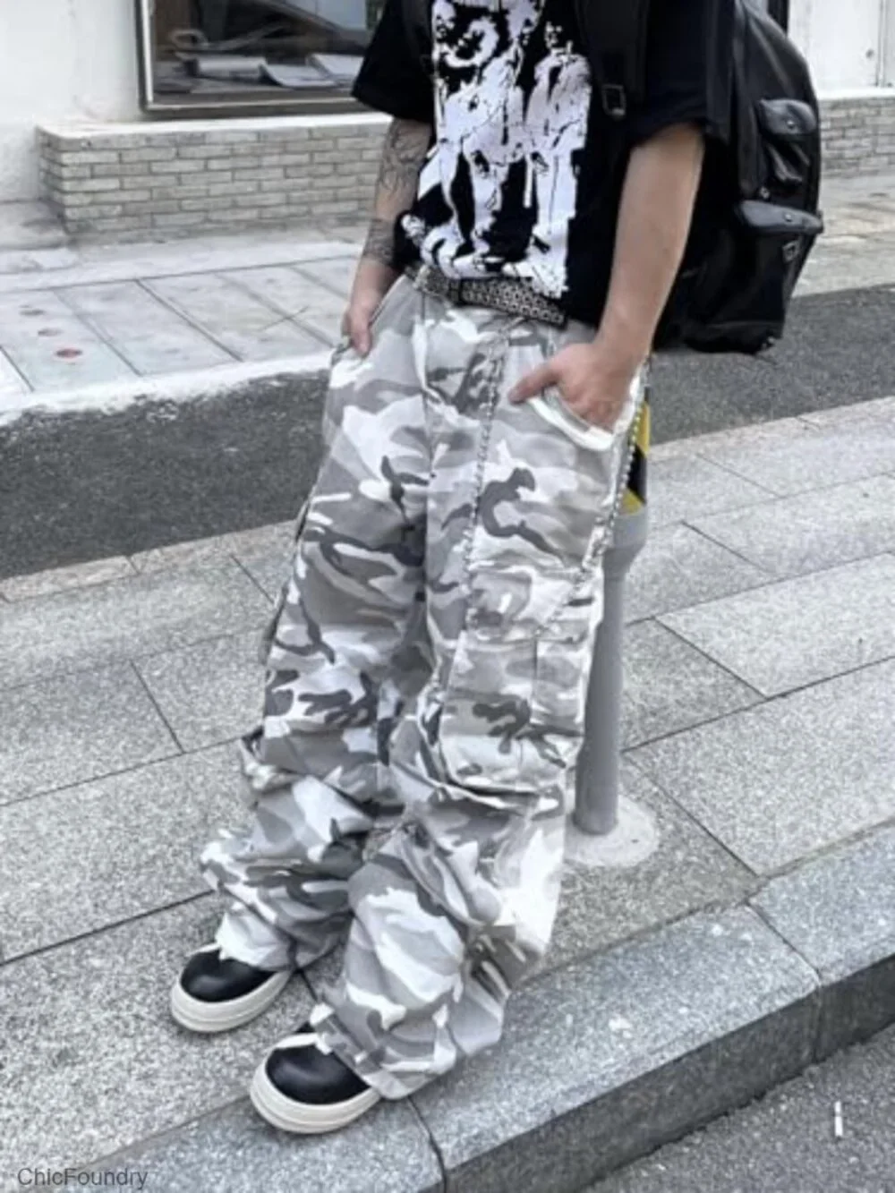 Baggy Denim Cargo Pants with Pockets Mid Weight Wide Leg Men's Jeans Streetwear